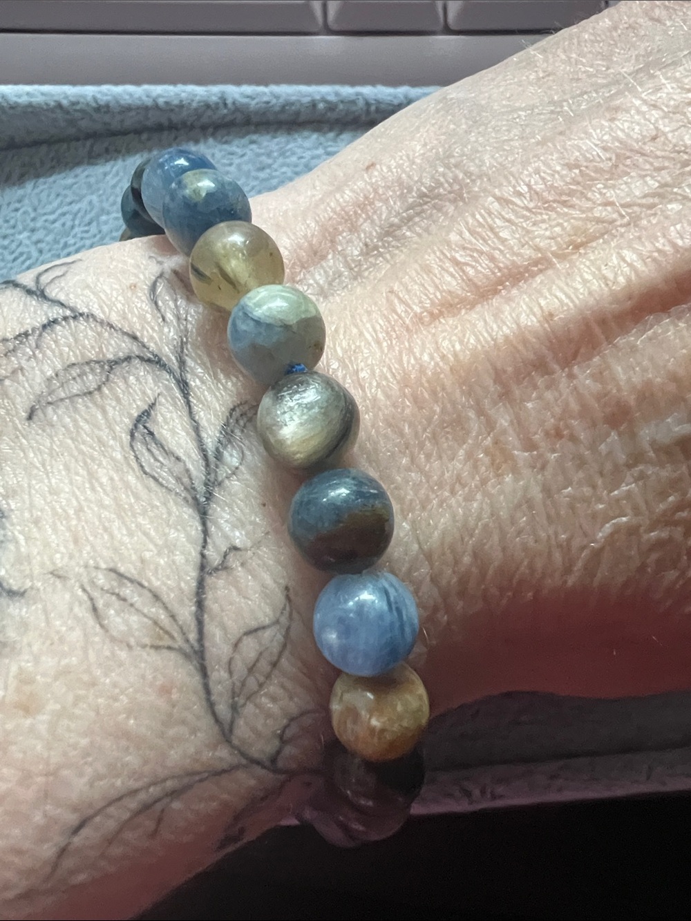 Blue Kyanite 8mm Beaded Bracelet - Blue Gemstone - Picture 2 of 3